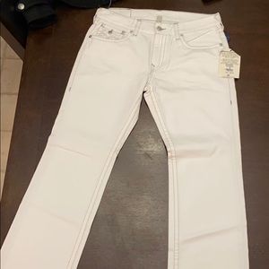 white 36 straight true religion jeans, nvr worn